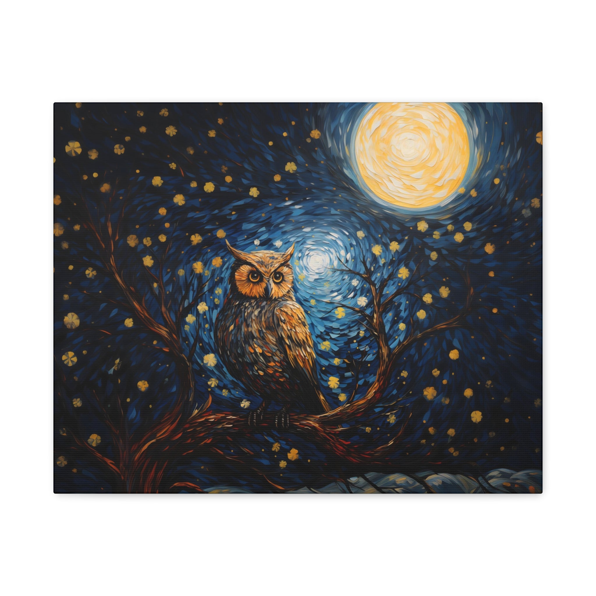 Midnight Bloom Owl Canvas Print