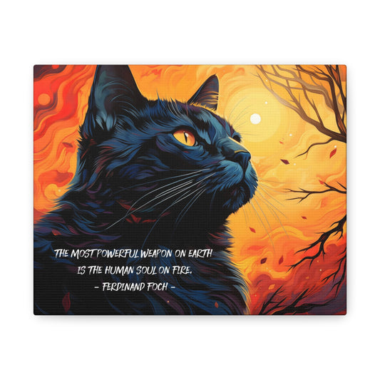 Fiery Sun Cat Canvas Print with Quote