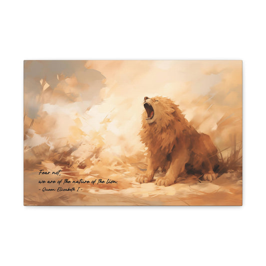 Roaring Lion Canvas Print with Quote