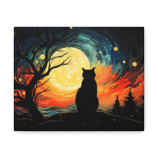 Moonlit Cat Musings Canvas Print