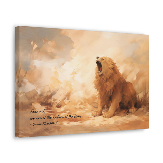 Roaring Lion Canvas Print with Quote