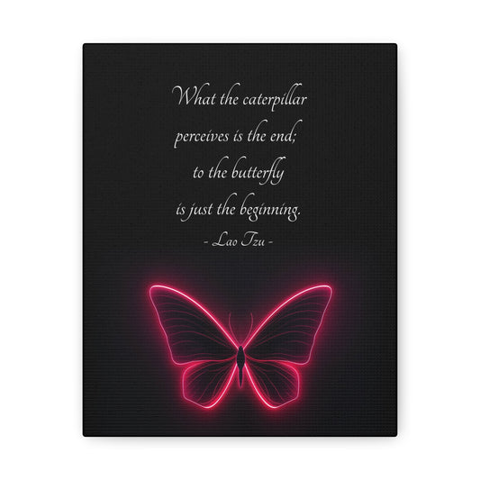 Neon Butterfly Canvas Print with Quote
