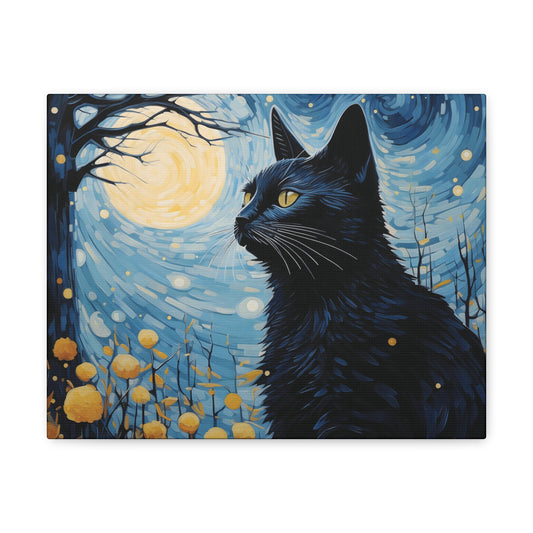 Cat Lunar Elegance Canvas Print