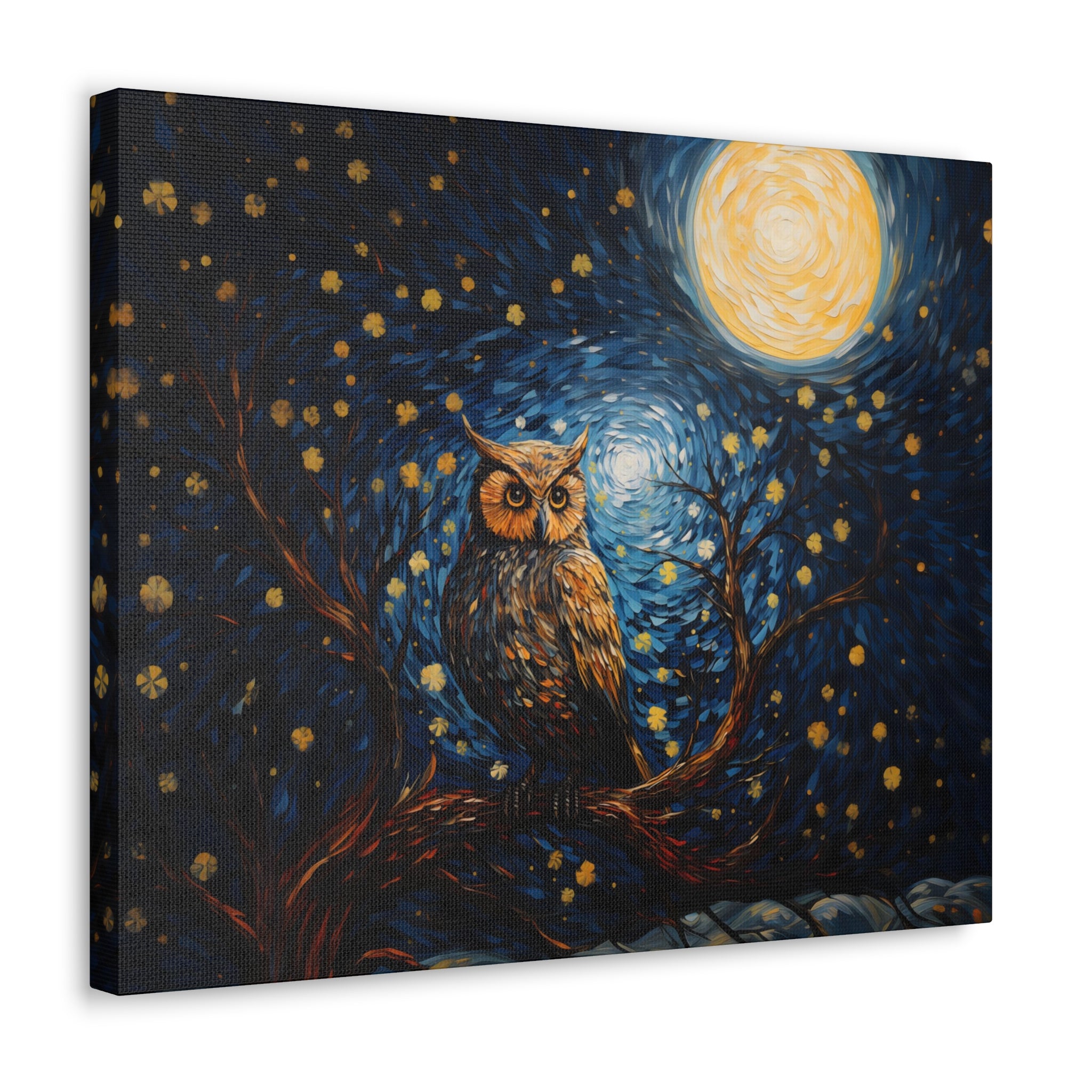 Midnight Bloom Owl Canvas Print