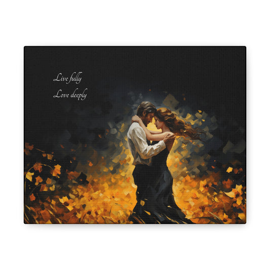 Lovers Embrace Canvas with Quote