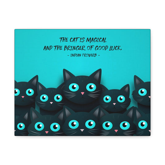 Black Cat Family Canvas Print with Quote