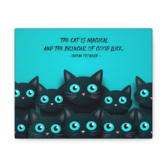 Black Cat Family Canvas Print with Quote