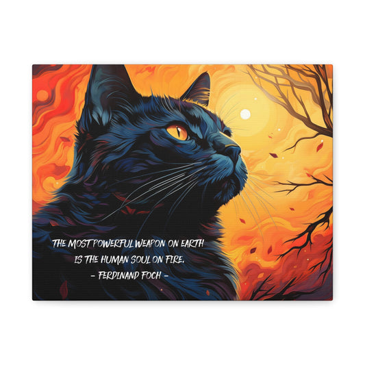 Fiery Sun Cat Canvas Print with Quote