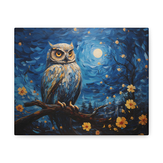 Moonlit Blue Owl Canvas Print