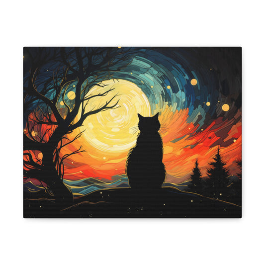 Moonlit Cat Musings Canvas Print
